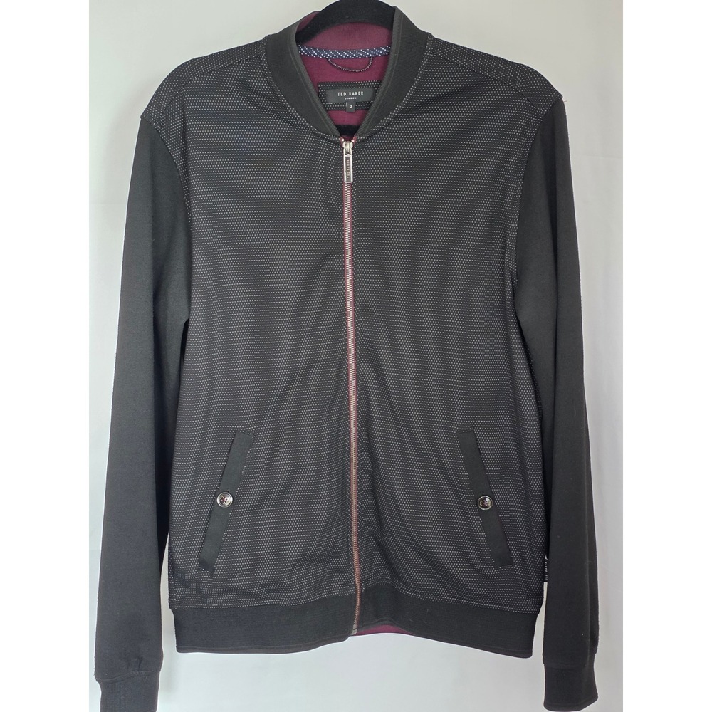 Ted Baker London Men's Micro Dot Bomber Jacket Black Size M (3) Full Zip Casual